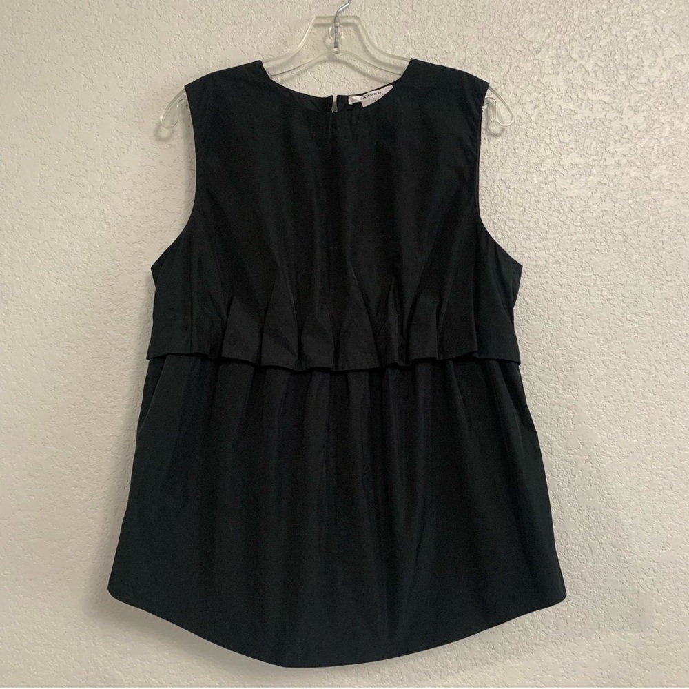 Carven Top Womens EU 44/US 12 Sleeveless Pleated Avant Garde Architectural Black